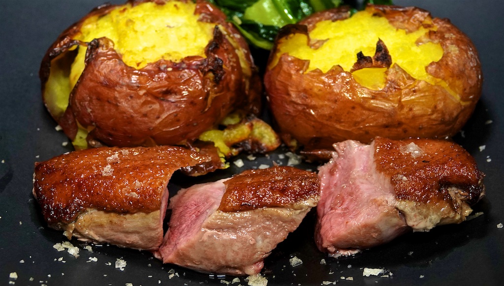 Mar 18: Gyro; Sous Vide Duck with Crash Hot Potatoes and Wilted Chard