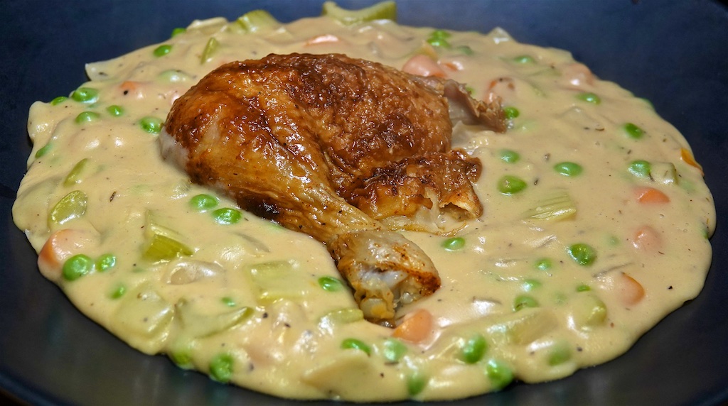 Mar 25: The Country Deli; Roast Chicken Leg on Chicken Vegetable Velouté