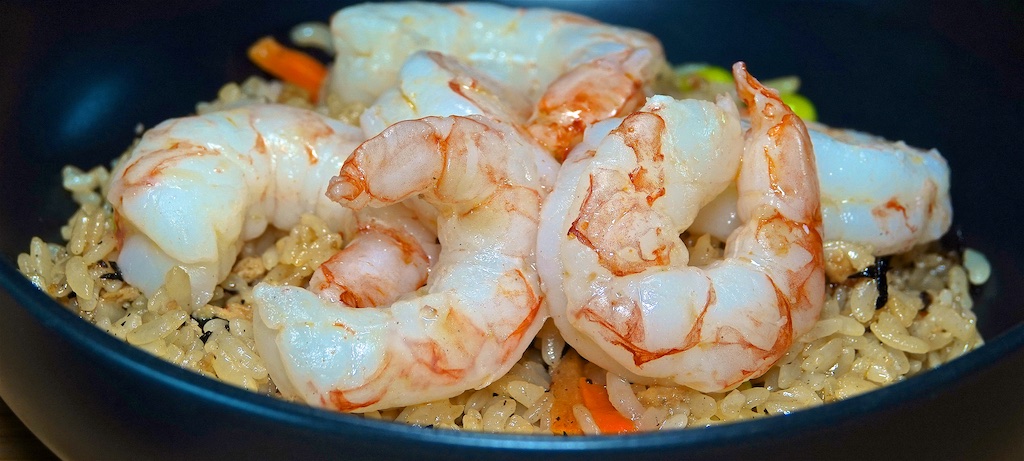 Jul 3: Ham & Coleslaw; Sous Vide Argentine Shrimp on Japanese Fried Rice