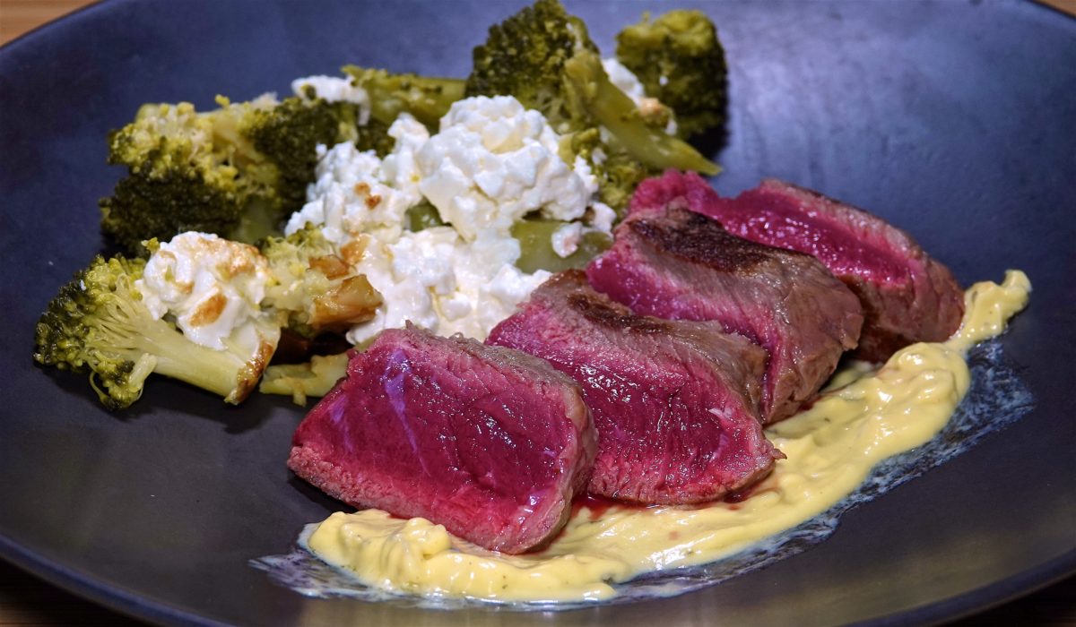 Aug 13: Ham, Sauerkraut, & Swiss; Dry Aged New York Strip with Slow Cooked Broccoli