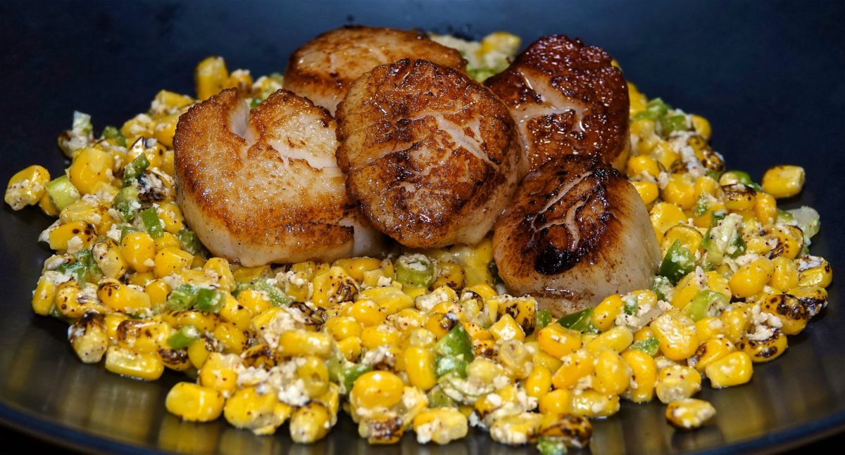 Aug 14: Afghani Kebabs; Seared Scallops on Esquites