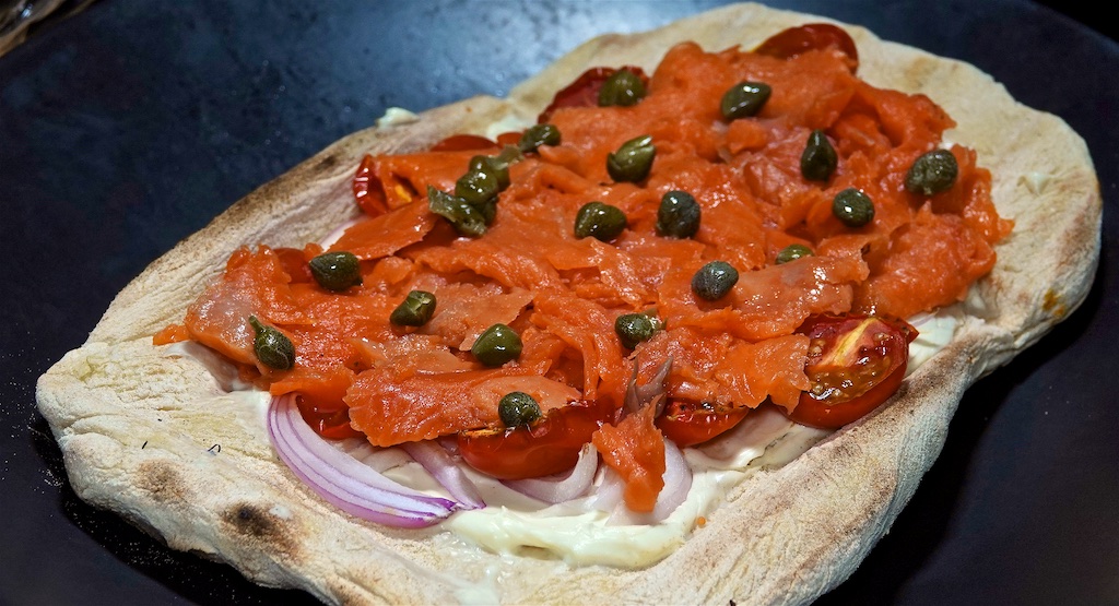 Aug 28: Ham & Coleslaw on a Ciabatta Roll; Smoked Salmon Pizza