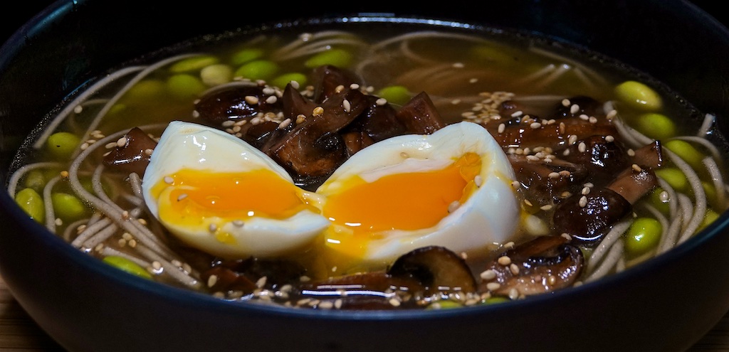 Sep 1: Gyro; Soba Noodle Broth Bowl with Miso Butter Mushrooms