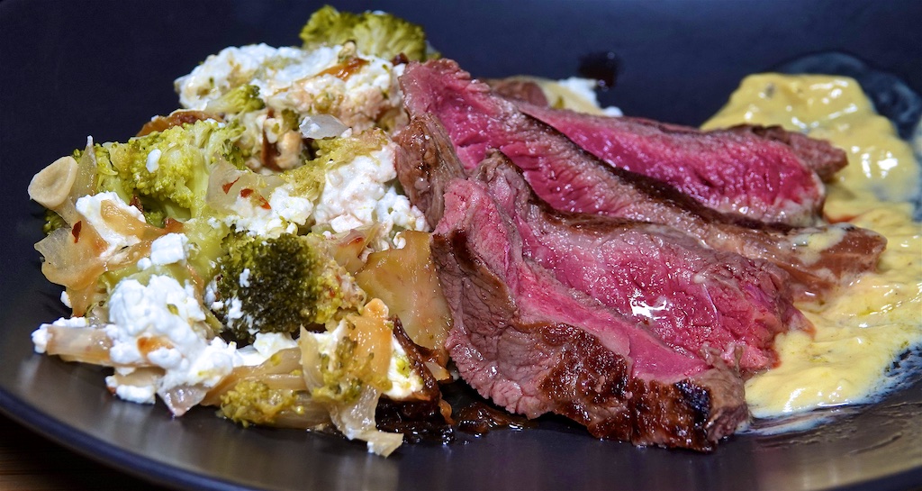 Sep 3: Ham & Apple Sauerkraut Salad Sandwiches; Dry Aged New York Strip Steak with Slow Cooked Broccoli