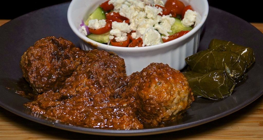 Sep 8: Tomato & Swiss, Smoked Cheddar & Apple Toasties; Soutzoukakia with Dolmas and Garden Salad