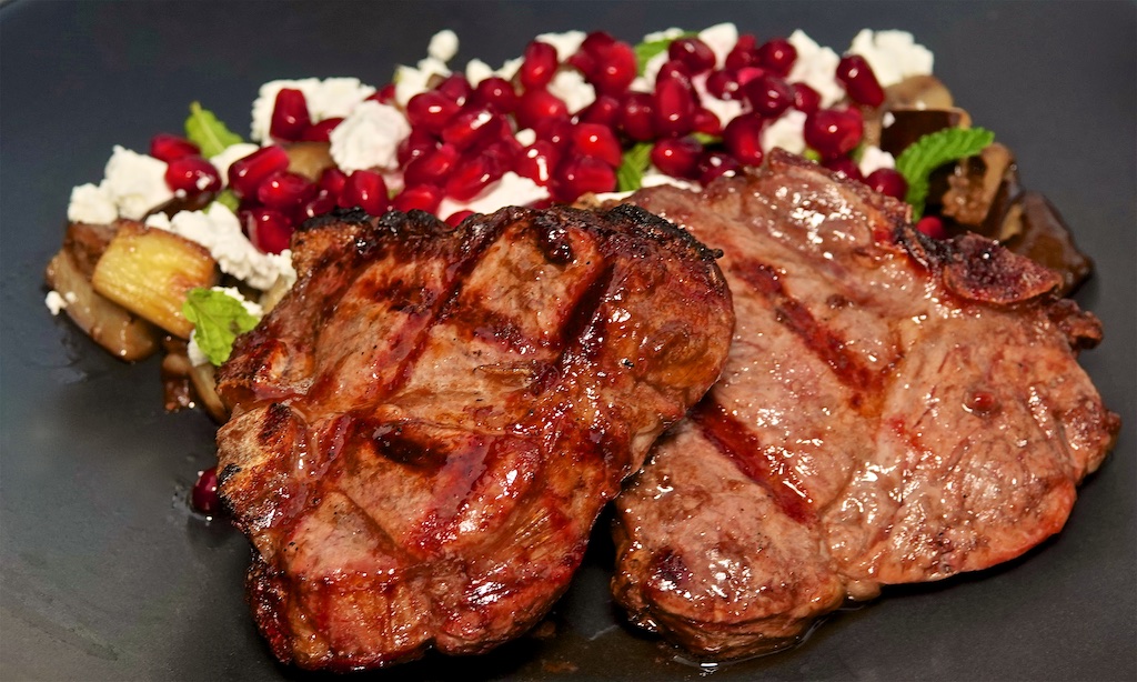 Sep 16: Rissole Rolls; Lamb Loin Chops with Eggplant, Mint and Pomegranate Salad