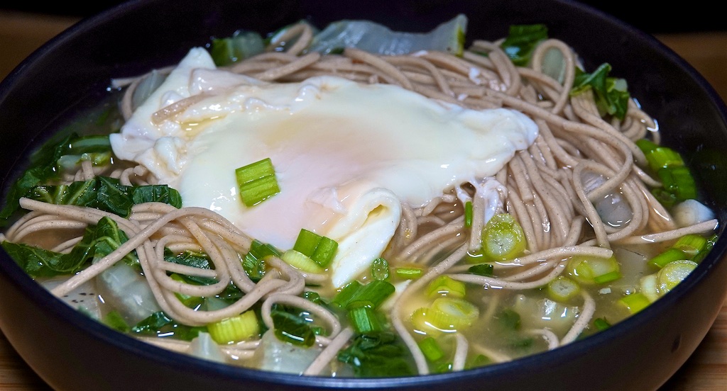 Oct 19: Ham, Cheese & Kumato; Soba Soup with Bok Choy and Poached Egg