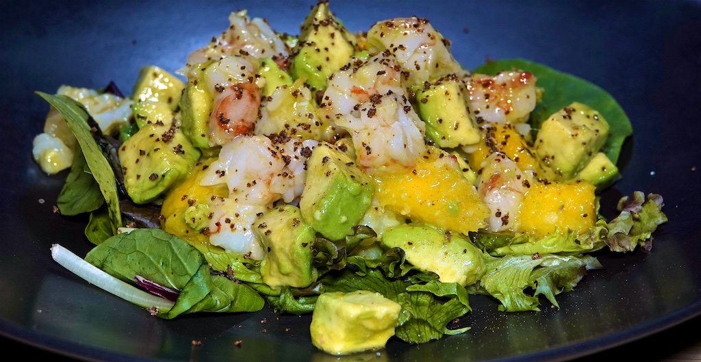 Nov 1: Smoked Salmon Bagel; Mango Avocado Shrimp Salad