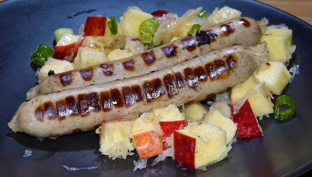 Nov 3: Ham & Coleslaw, Apple & Smokey Cheddar; Beer Bratwurst with Apple Sauerkraut Salad