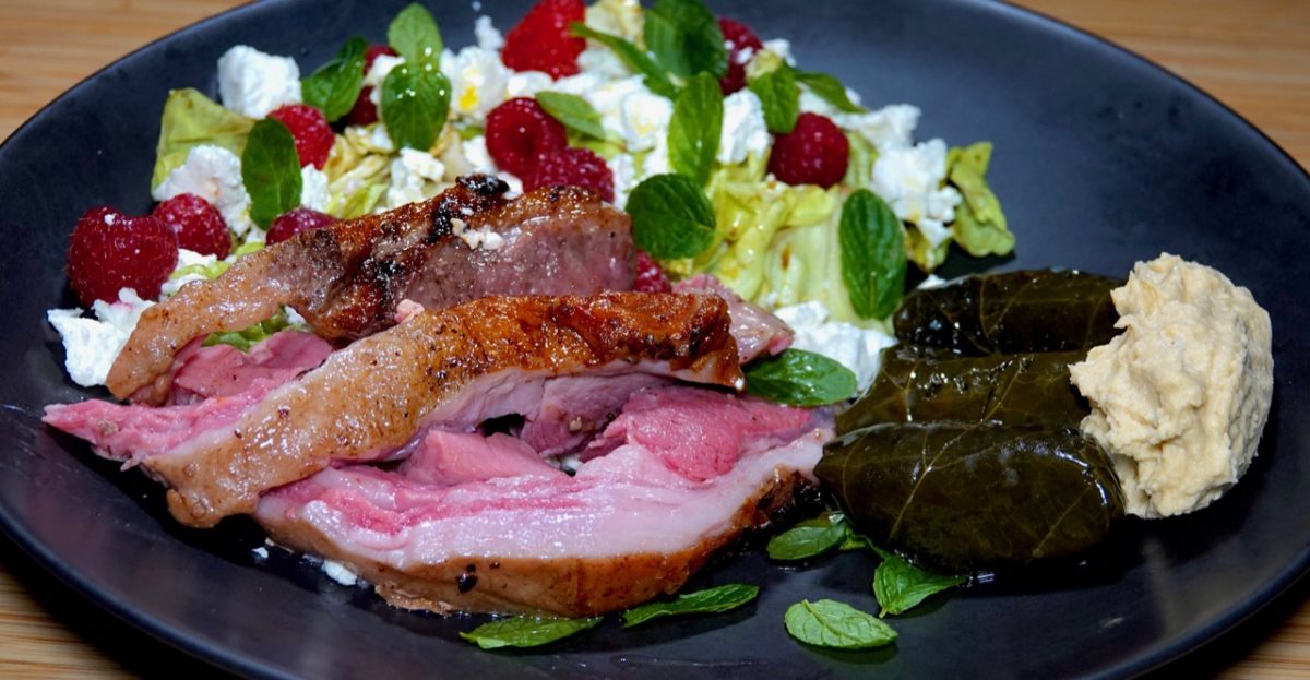 Jan 3: Corned Beef Hash on Toast with Fried Egg; Lamb Loin Roast with Raspberry Feta Salad