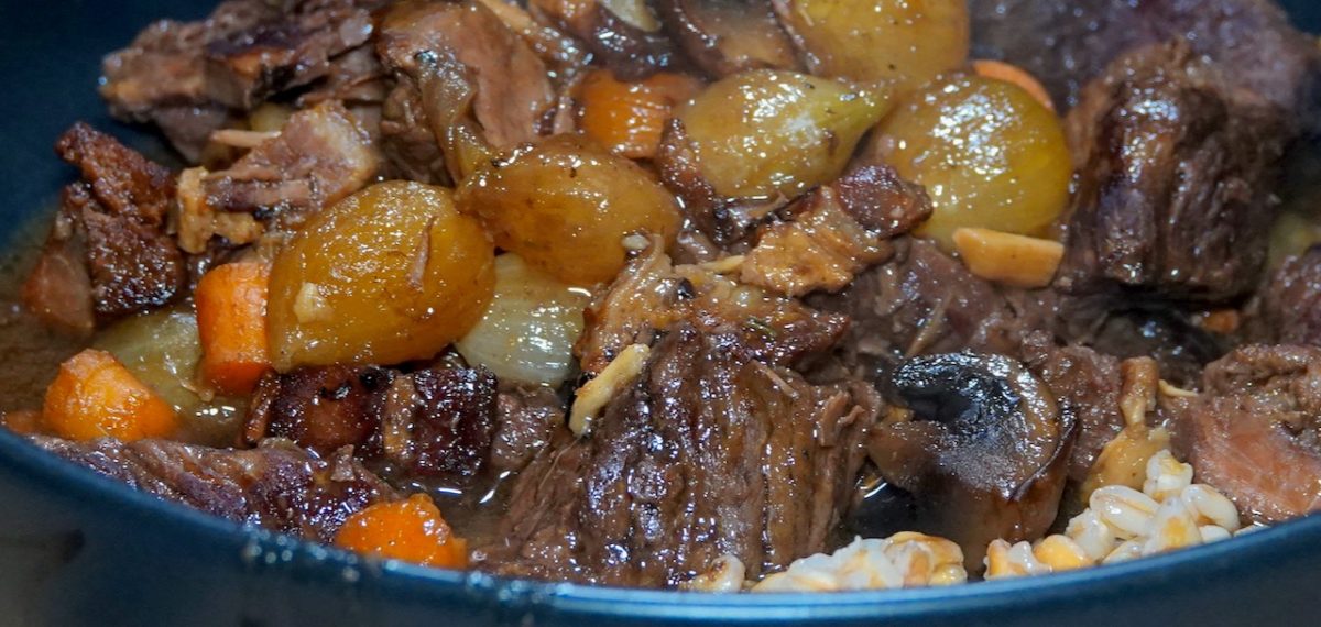 Jan 5: Lamb Loin Roast & Hummus in a Hot Panini Roll; Beef and Mushrooms in Red Wine Sauce