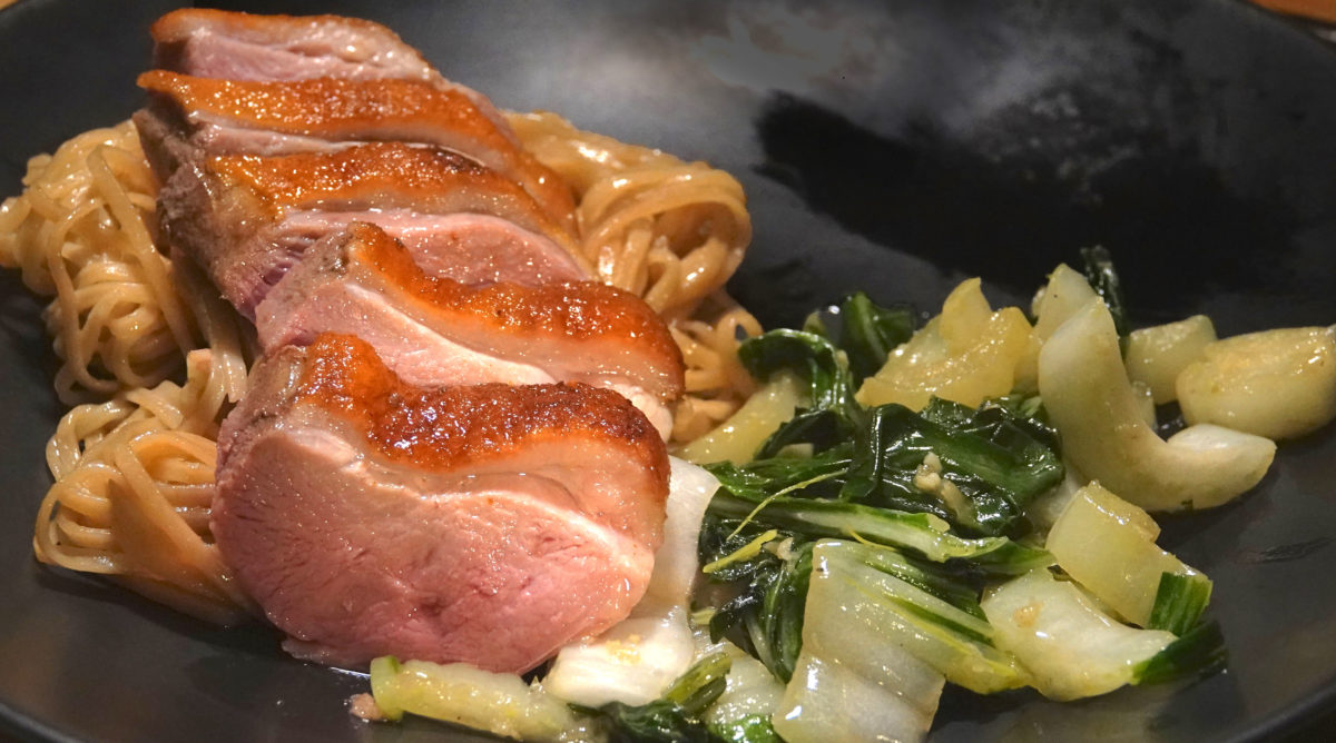 Feb 6: Lamb Gyro; Sous Vide and Seared Duck Breast with Pad Thai Noodles and Stir-fried Bok Choy