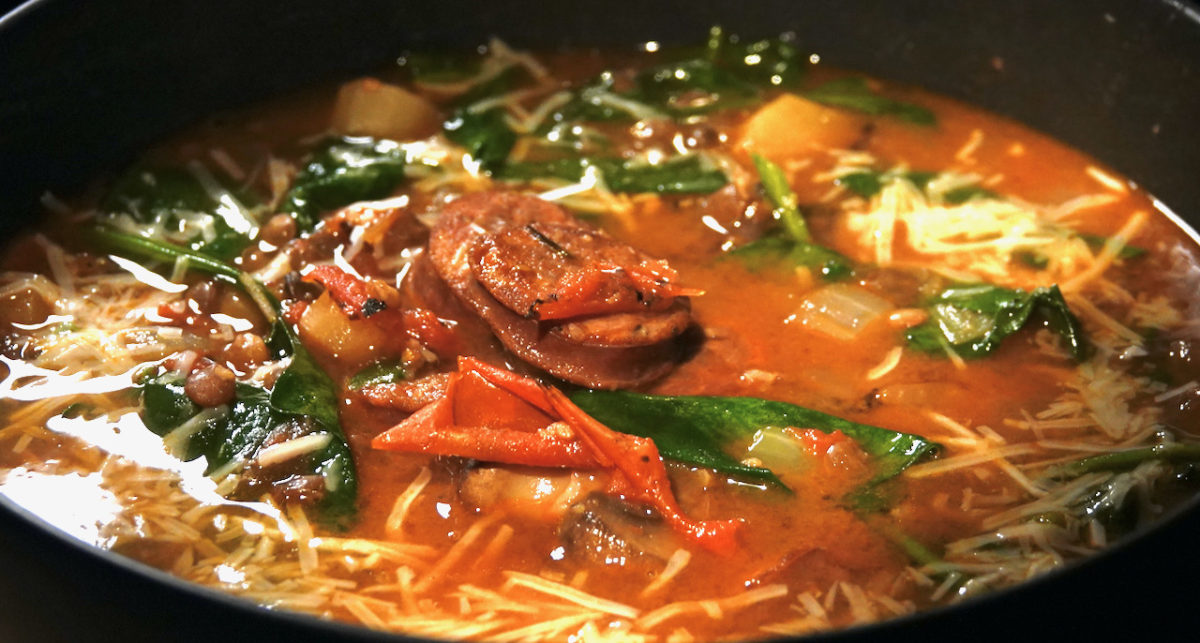 Mar 10: Chorizo, Peppers & Smokey Cheddar; Lentil and Chorizo Soup