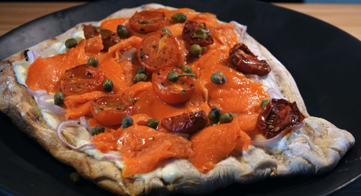 Apr 2: Heuvos Rancheros; Smoked Salmon Pizza