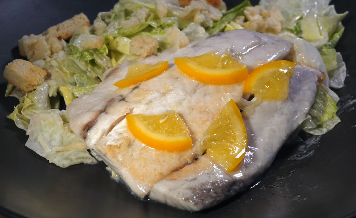 Apr 23: Chorizo, Bell Pepper & Smokey Cheddar; Barramundi with Caesar Salad