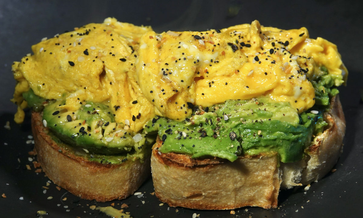 Apr 26: Chorizo, Bell Pepper & Smokey Cheddar; Scrambled Eggs on Avocado Toast