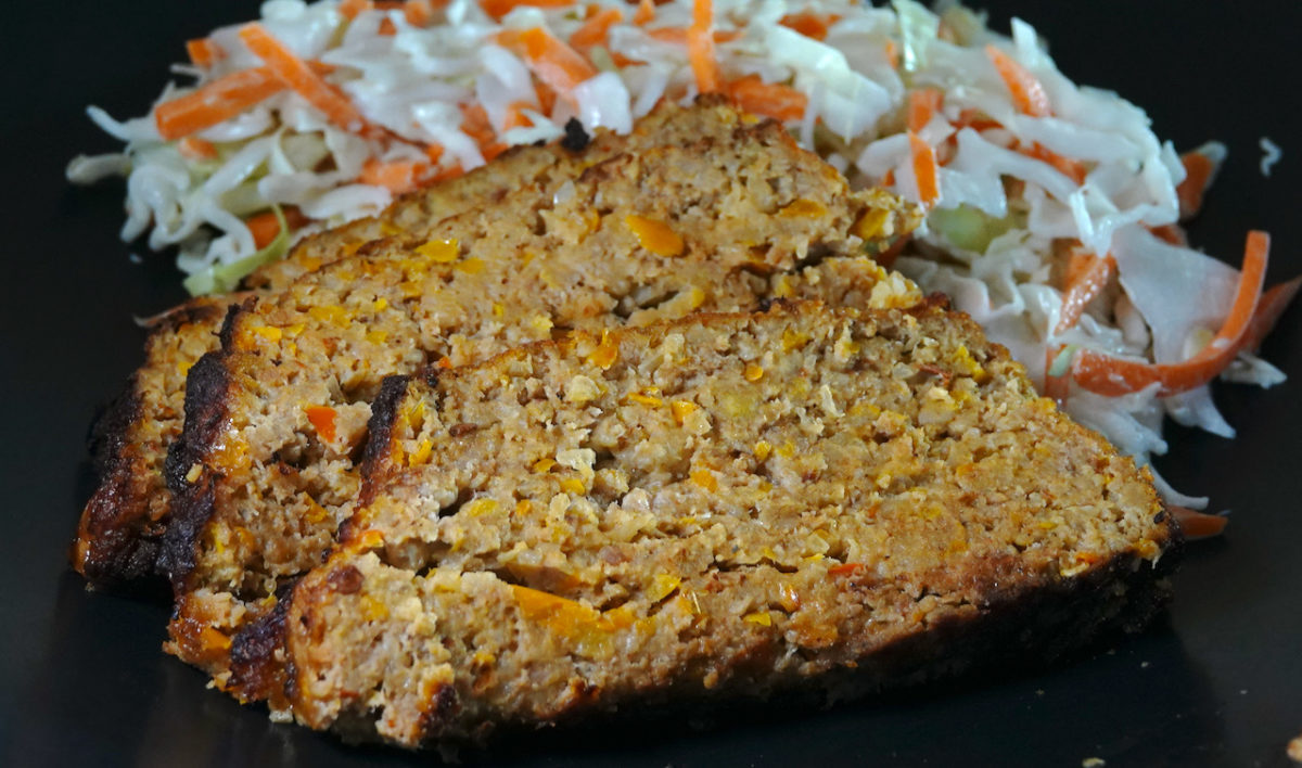 Jul 25: Chipotle Turkey Bacon Meatloaf with Black Beans and Coleslaw