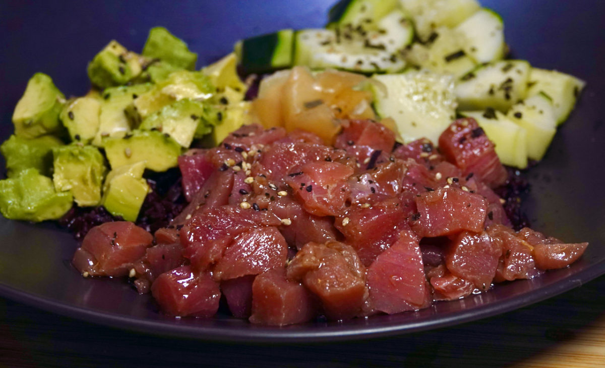 Sep 10: Poke Bowl with Black Rice, Avocado, Cucumber and Pickled Ginger