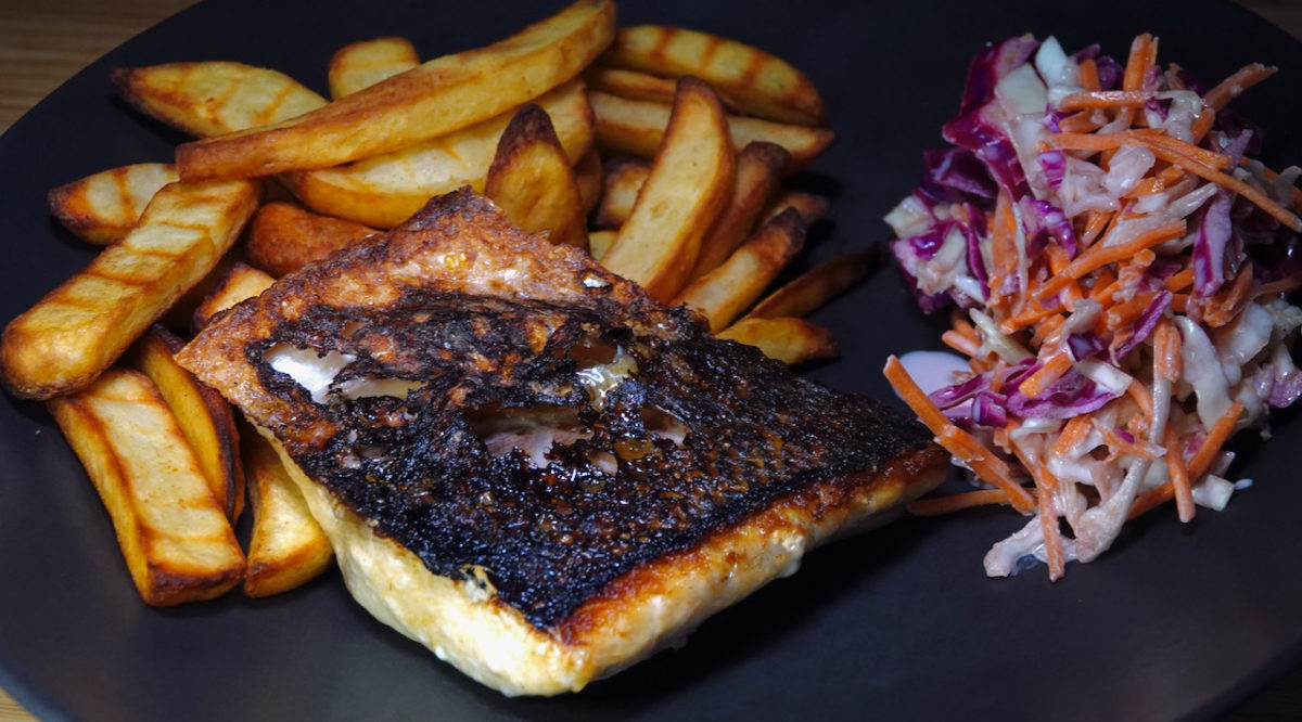 Sep 17: Striped Bass with Coleslaw and Oven Fries