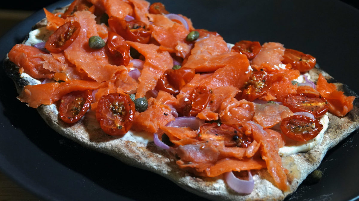 Oct 1: Smoked Salmon Pizza with Pickled Beets and Onion