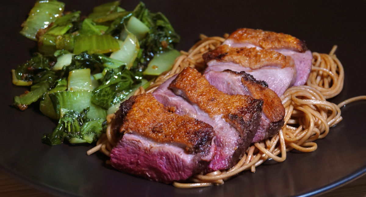 Oct 2: Sous Vide Duck Breast with Bok Choy and Yakisoba Noodles