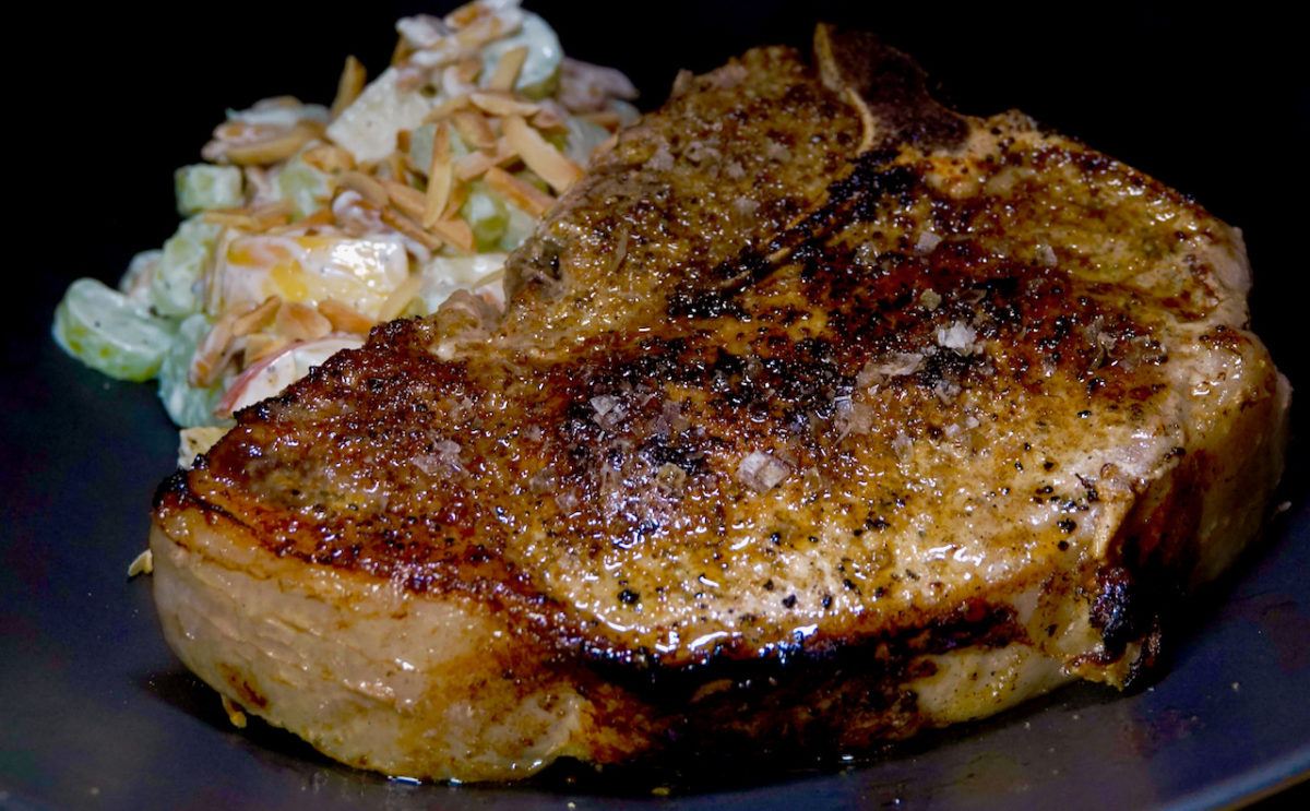 Oct 28: Bone-in Pork Loin Chop with Waldorf Salad