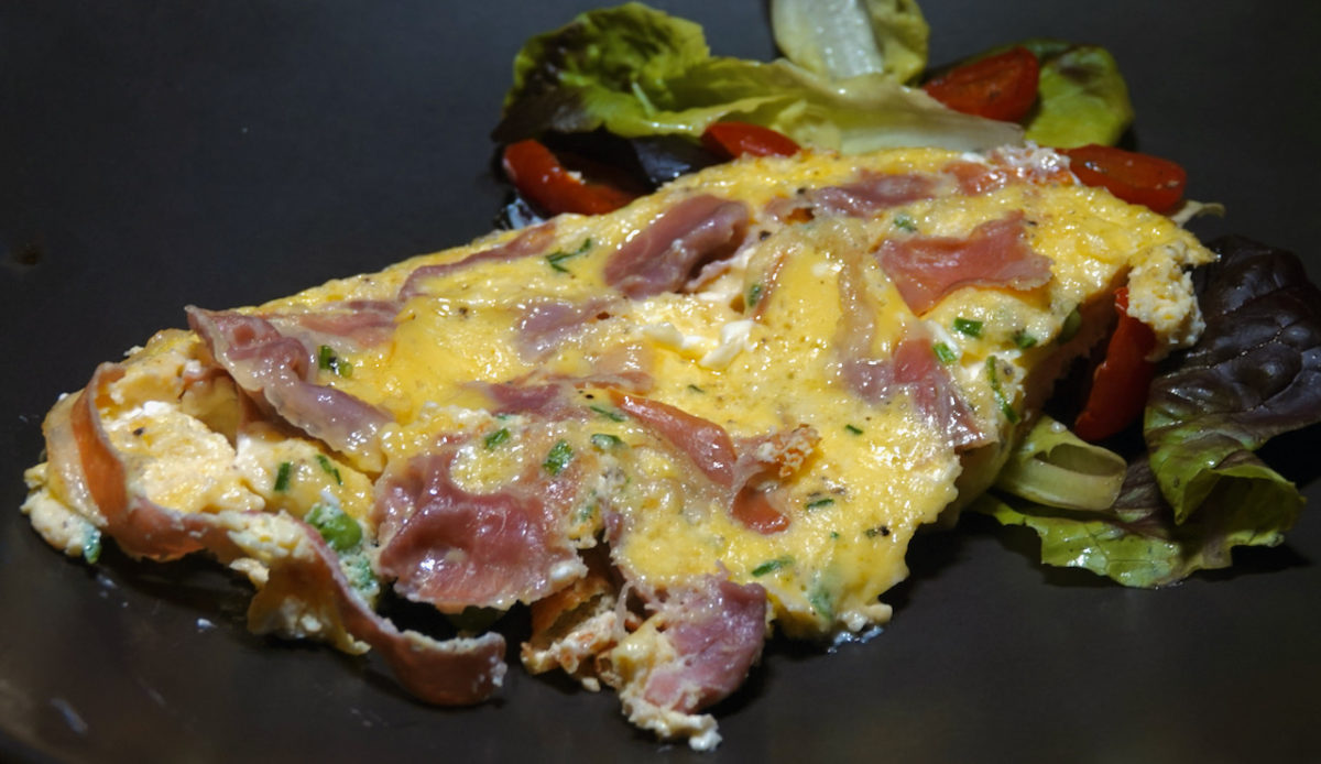 Nov 2: Prosciutto, Cream Cheese and Pea Frittata