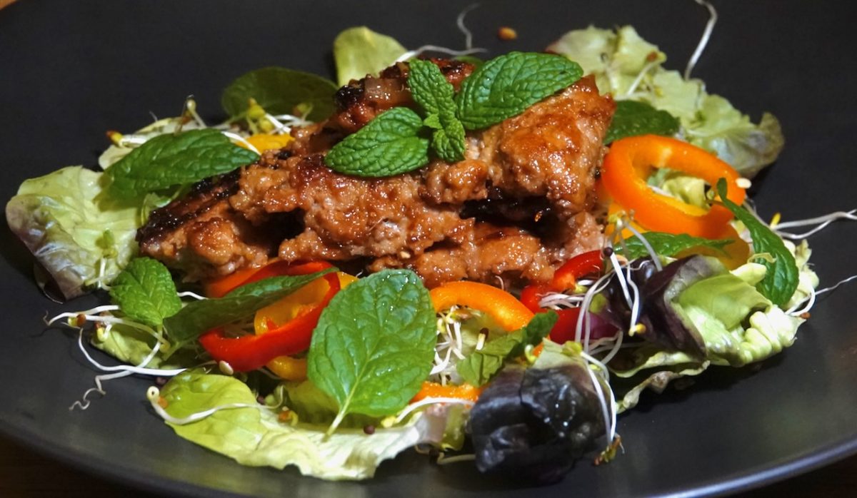 Nov 13: Caramelized Pork served on a Garden Salad