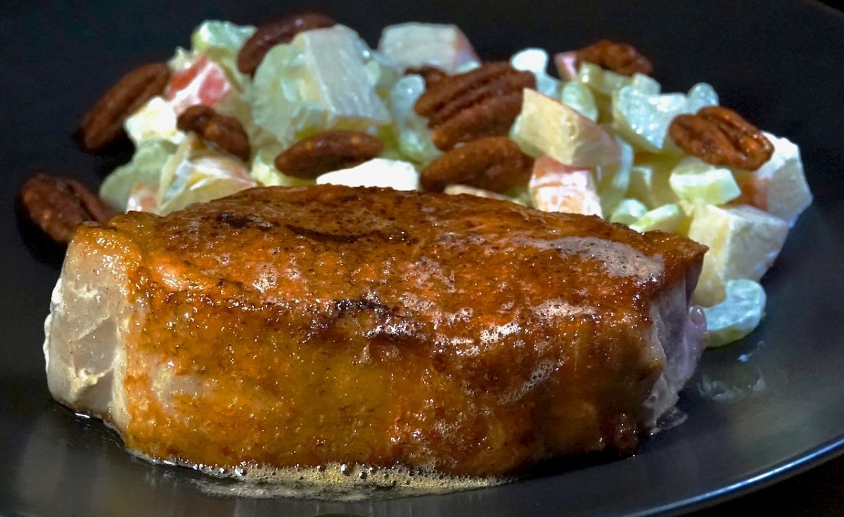 Dec 26: Sous Vide Pork Chop with Waldorf Salad
