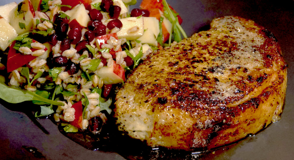 Feb 10: Sous vide Pork Chop with Farro and Apple Salad