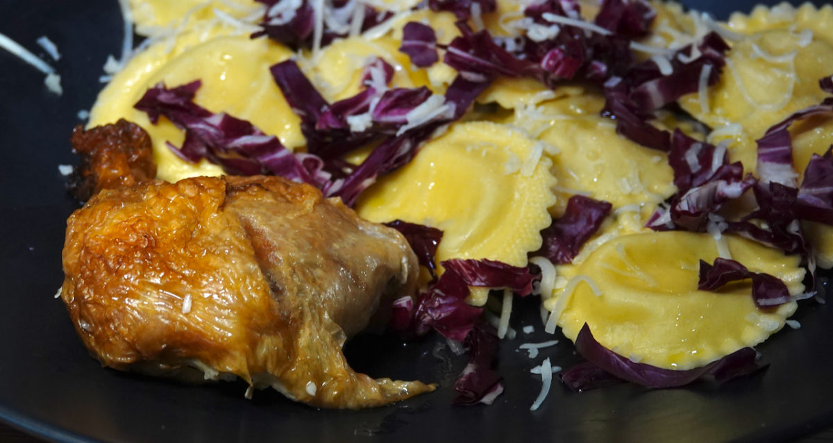 Mar 29: Roast Chicken Leg with Lemon Ricotta Ravioli