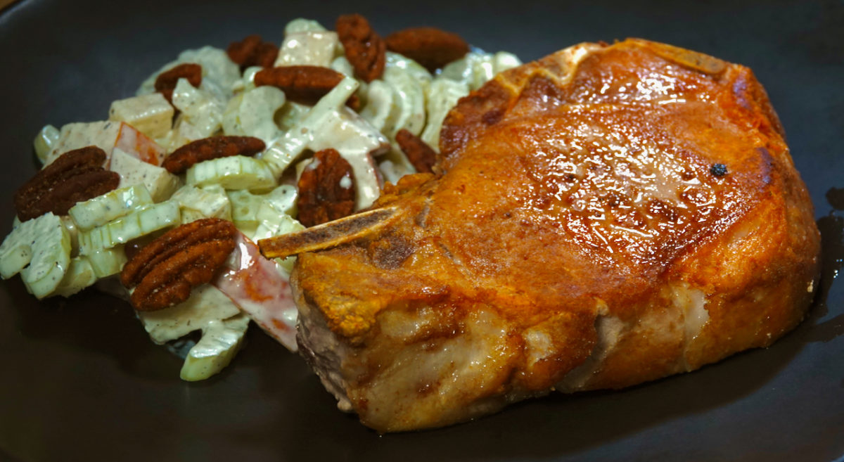 Mar 17: Sous Vide and Seared Pork Chop with Waldorf Salad