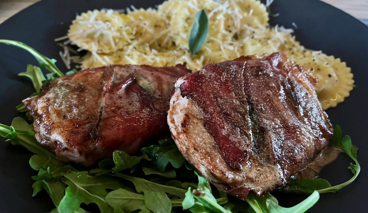 May 12: Saltimbocca with Ricotta and Lemon Zest Ravioli