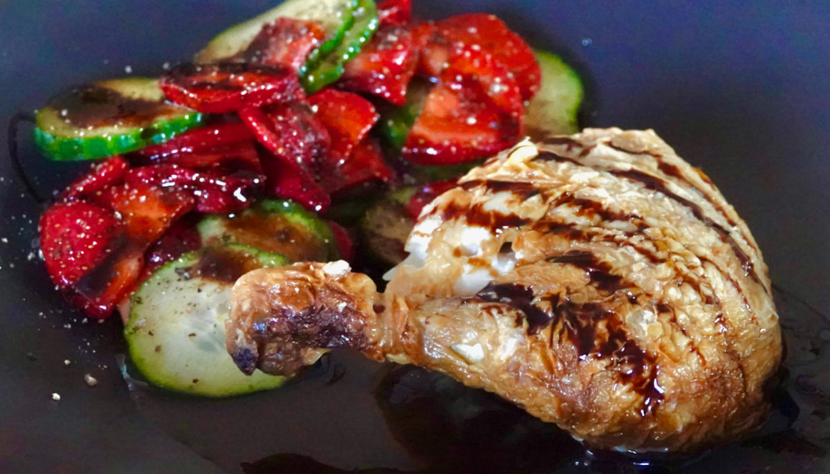 Jul 19: Chicken Leg with Cucumber Strawberry Salad