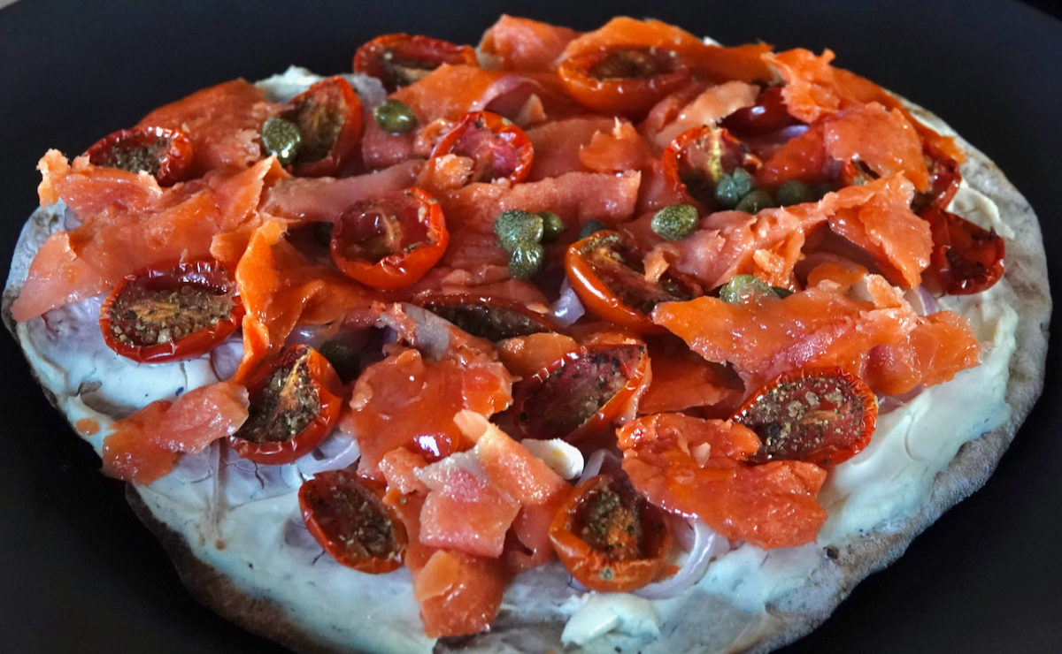 Jul 16: Smoked Salmon Pizza with Pickle Salad