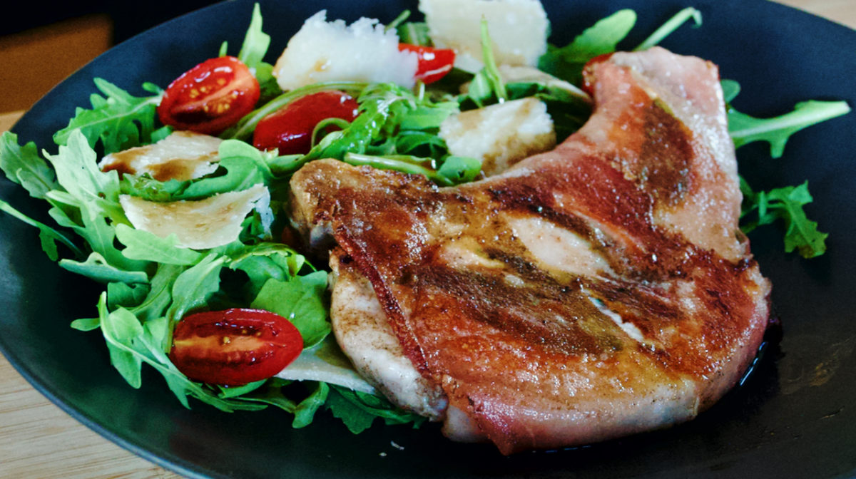 Aug 11: Saltimbocca with Arugula, Shaved Parmesan and Cherry Tomatoes