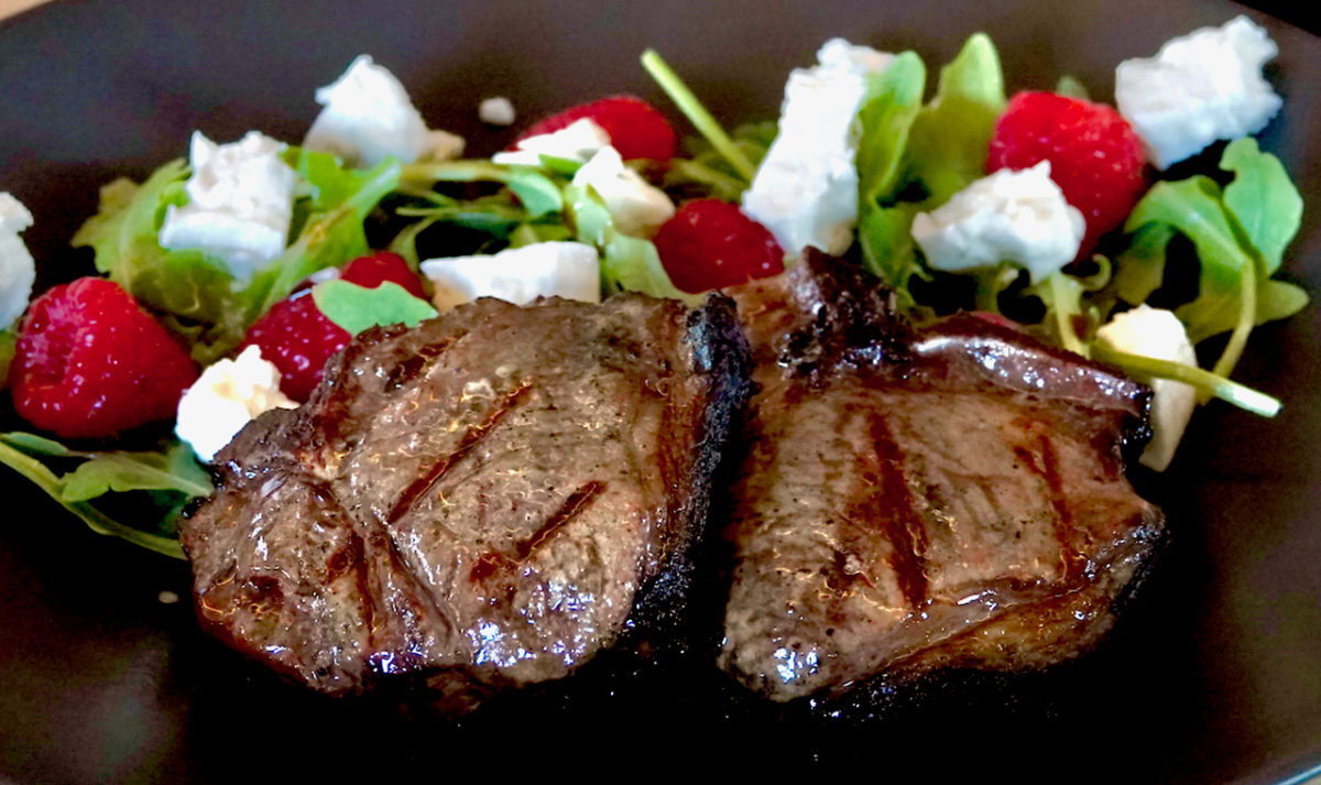 Aug 6: Lamb Loin Chops with an Arugula, Feta and Raspberry Salad