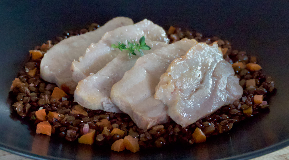 Aug 24: Smoked Pork Belly on French Lentil Salad