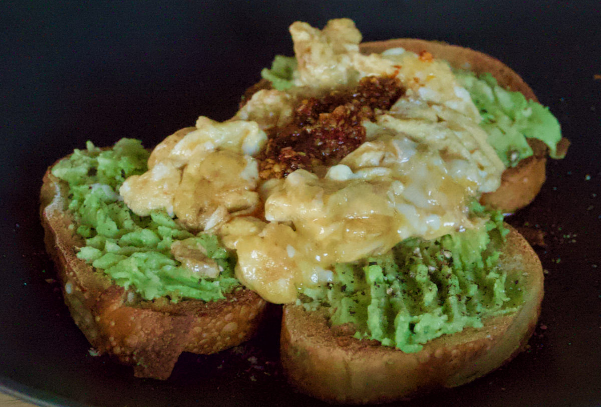 Sep 18: Folded Eggs on Avocado Toast with Chili Onion Crisp