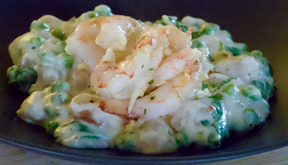 Oct 2: Poached Shrimp on Creamy Cauliflower Gnocchi