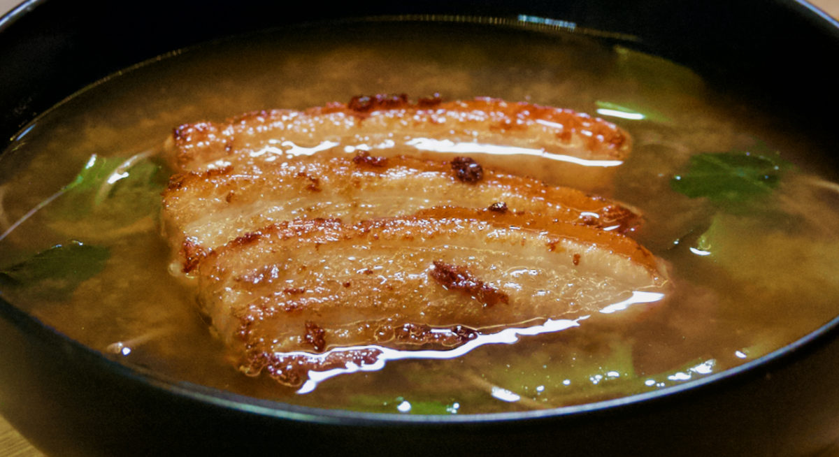 Nov 23: Buckwheat Soba Noodles in Ginger Miso Broth with Bok Choy and Pork Belly