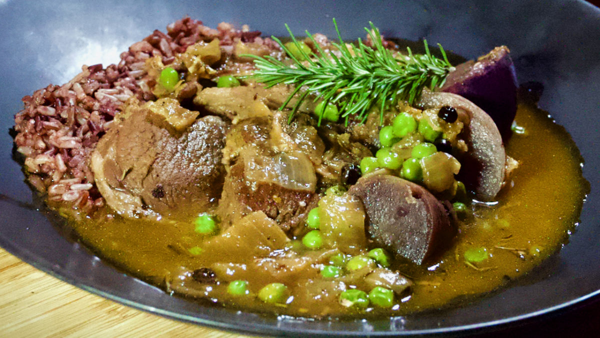 Nov 27: Braised Lamb Shoulder Chops with Rosemary and Juniper Berries on a Wild Rice Mix