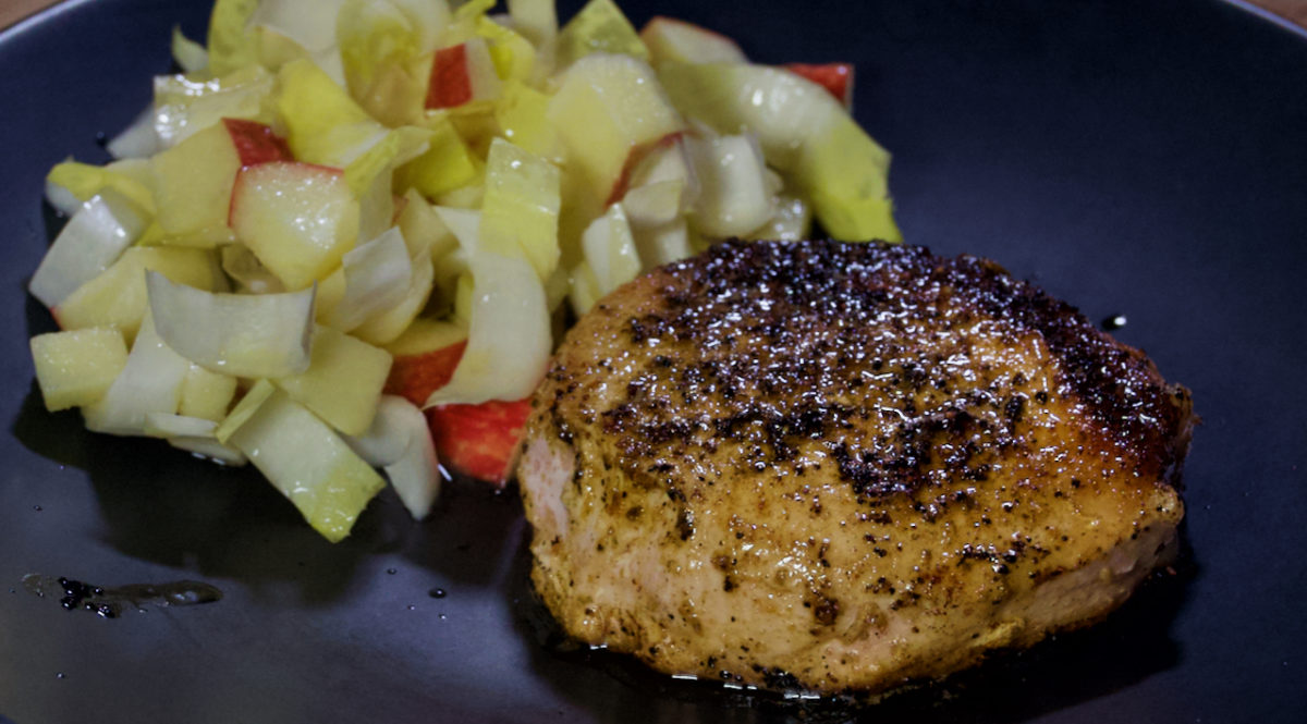 Dec 30: Sous Vide and Seared Pork Chop with Vinegar Coleslaw