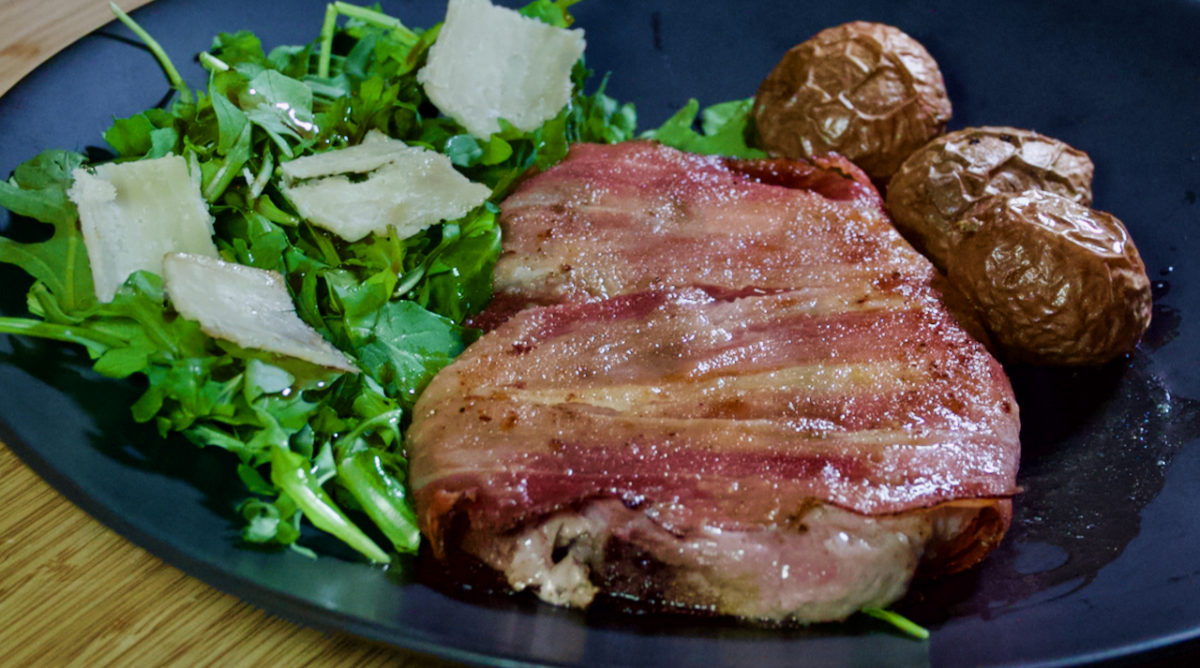 Dec 4: Saltimbocca with Arugula Parmesan Salad and Roasted Mini Potatoes